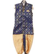 Blue woven brocade boys-dhoti-kurta