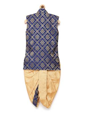 Blue woven brocade boys-dhoti-kurta 2