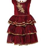 Red embroidered shimmer kids-frocks