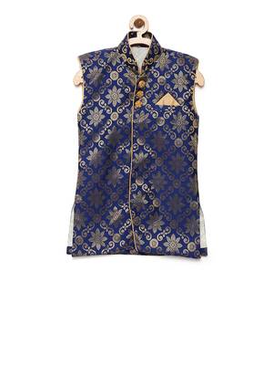 Blue woven brocade boys-dhoti-kurta 3