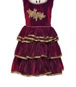 Maroon embroidered shimmer kids-frocks