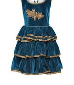 Green embroidered shimmer kids-frocks