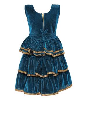 Green embroidered shimmer kids-frocks 2