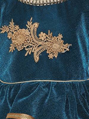Green embroidered shimmer kids-frocks 3