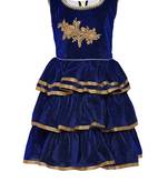 Blue embroidered shimmer kids-girl-gowns
