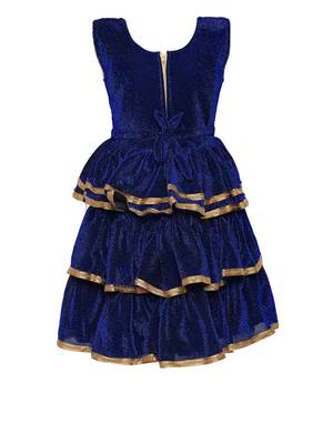 Blue embroidered shimmer kids-girl-gowns
 2