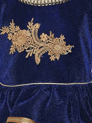 Blue embroidered shimmer kids-girl-gowns
 3