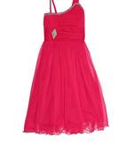 Pink plain net kids-frocks
