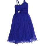 Blue plain net kids-frocks