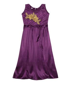 Purple embroidered polyester kids-girl-gowns 1
