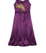 Purple embroidered polyester kids-girl-gowns