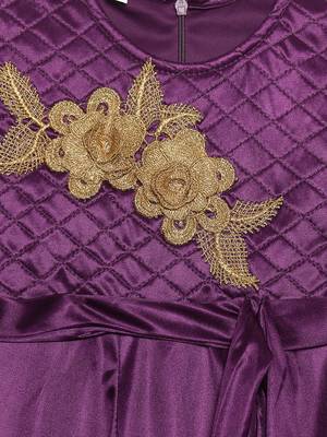 Purple embroidered polyester kids-girl-gowns 3