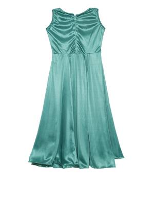 Green embroidered polyester kids-girl-gowns 2