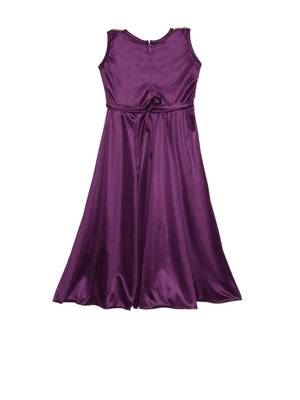 Purple plain polyester kids-girl-gowns 2