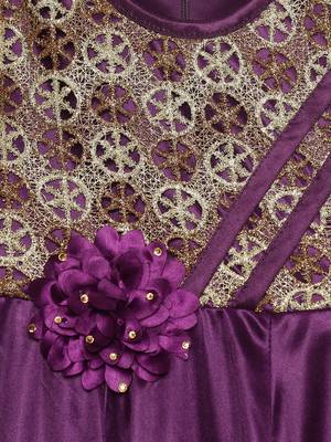 Purple plain polyester kids-girl-gowns 3