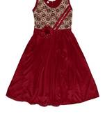 Maroon plain polyester kids-girl-gowns