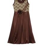 Brown plain polyester kids-girl-gowns