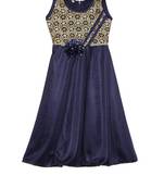 Blue plain polyester kids-girl-gowns