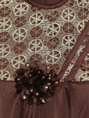 Brown plain polyester kids-girl-gowns 3