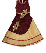 Maroon embroidered shimmer kids-girl-gowns
