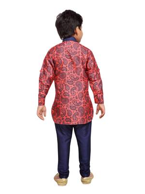 Pink printed cotton poly boys-kurta-pyjama 3