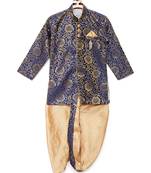 Blue woven brocade boys-dhoti-kurta