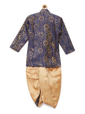 Blue woven brocade boys-dhoti-kurta 2