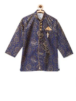 Blue woven brocade boys-dhoti-kurta 3