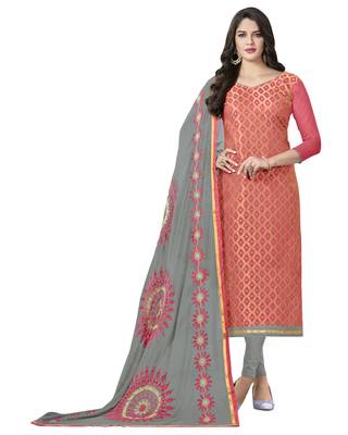 Pink Banarasi Jacquard Salwar With Dupatta 1