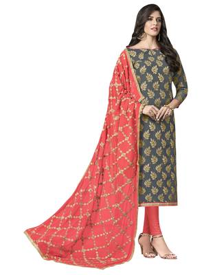 Grey Banarasi Jacquard Salwar With Dupatta 1
