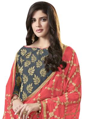 Grey Banarasi Jacquard Salwar With Dupatta 2