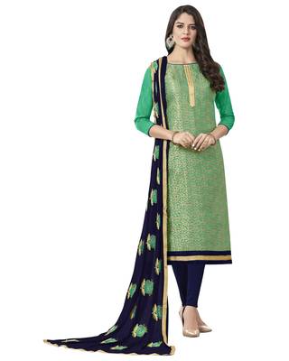 Green Banarasi Jacquard Salwar With Dupatta 1