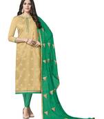 Beige Jacquard Salwar With Dupatta