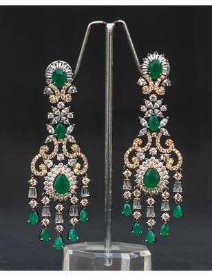 Very Elegant Fine Ad Emerald Dangler Earring 1