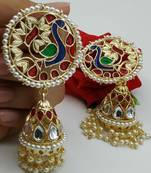 Elegant Ethnic Peacock Design Gold Plated Dangler Earring