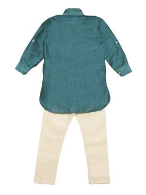 Green plain cotton poly boys-kurta-pyjama 2
