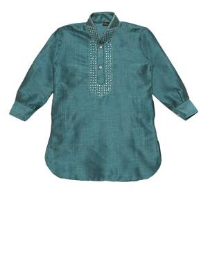 Green plain cotton poly boys-kurta-pyjama 3