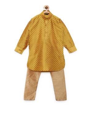 Yellow woven cotton poly boys-kurta-pyjama 1