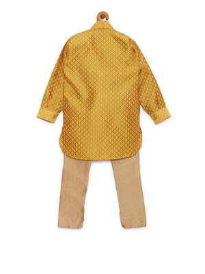 Yellow woven cotton poly boys-kurta-pyjama 2