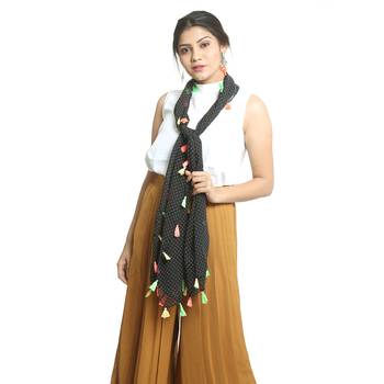 Black self design georgette stole and dupattas 1