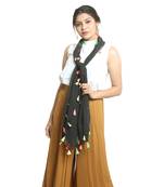 Black self design georgette stole and dupattas