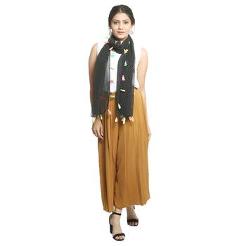 Black self design georgette stole and dupattas 2