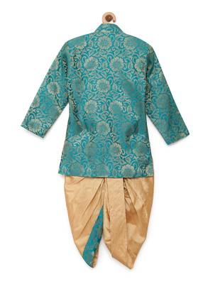 Green woven brocade boys-dhoti-kurta 2