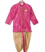 Pink woven brocade boys-dhoti-kurta