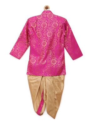 Pink woven brocade boys-dhoti-kurta 2