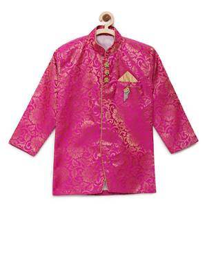 Pink woven brocade boys-dhoti-kurta 3