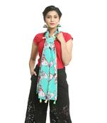 Turquoise self design georgette stole and dupattas
