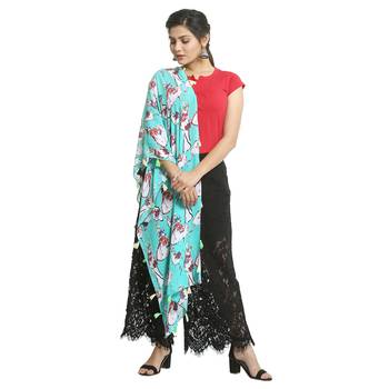 Turquoise self design georgette stole and dupattas 2