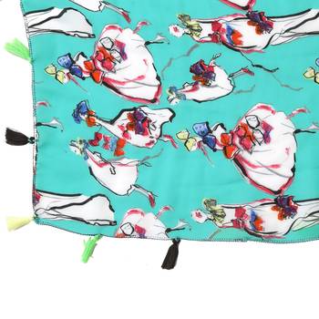 Turquoise self design georgette stole and dupattas 4