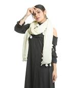 White self design rayon stole and dupattas